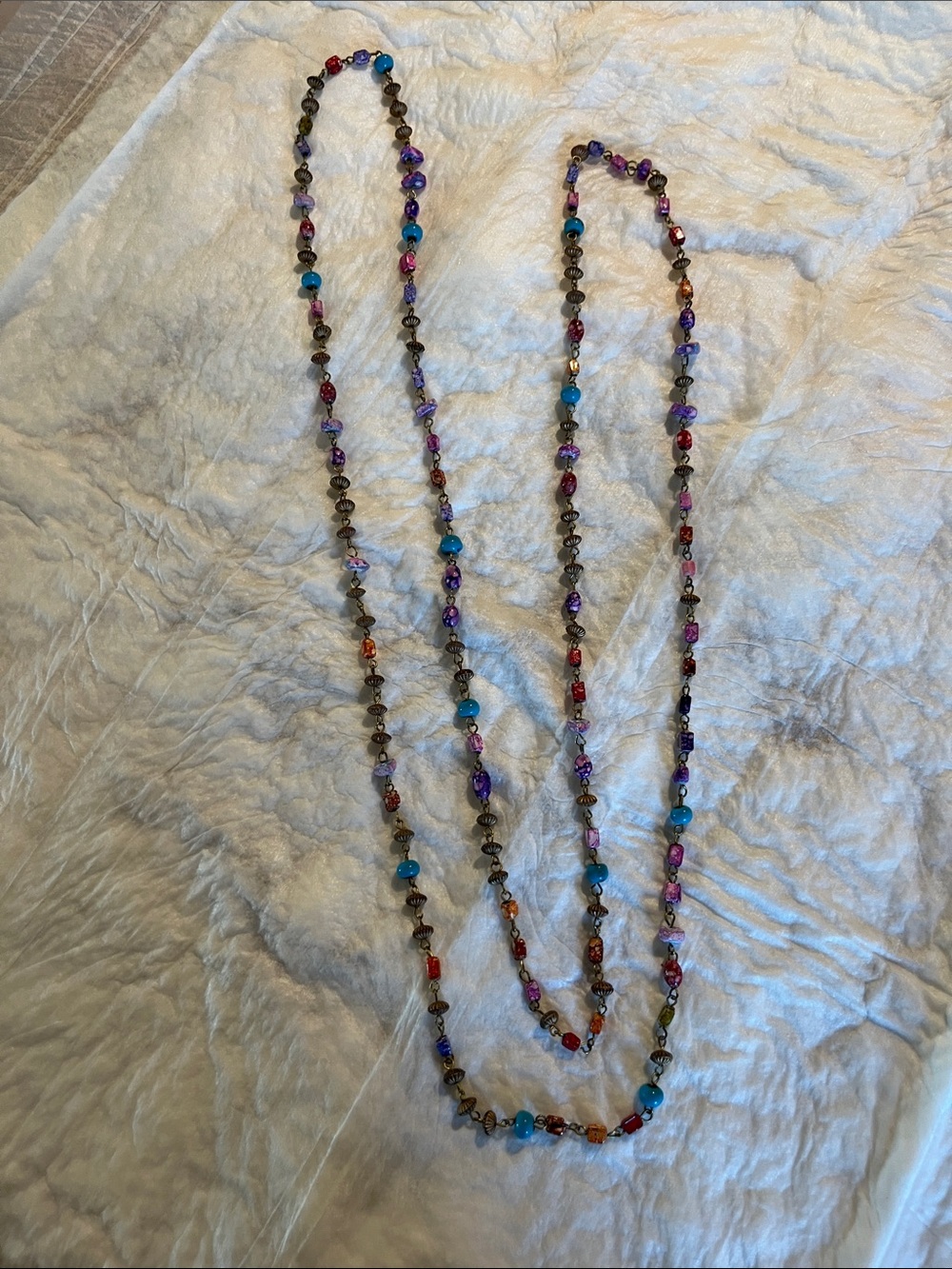 Source Unknown Turquoise Purple Red Beaded Long Necklace
